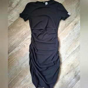 H&M Black Ruched Mini Dress